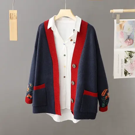 慵懒风单排扣毛衣外套女秋冬季2023新款宽松百搭针织开衫女装上衣图片