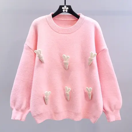 日系甜美学院风胡萝卜毛衣女秋冬2023新款宽松设计感减龄针织上衣商品大图