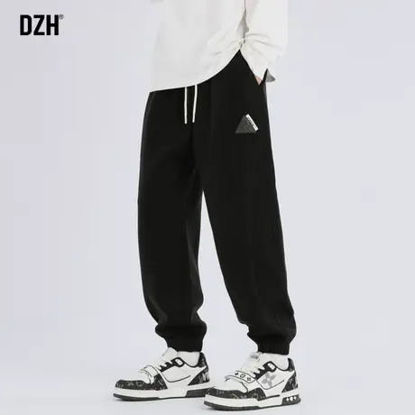 男士黑色束脚裤子男冬季加厚2023新款宽松运动裤男款卫裤休闲长裤商品大图