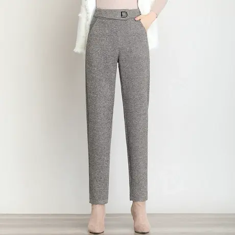 毛呢哈伦裤女2023年秋冬新款高腰显瘦百搭小脚裤九分休闲厚款裤子商品大图