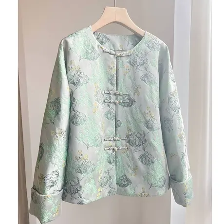 素飞【T60560】新中式棉衣秋冬加棉薄款棉服手工盘扣短外套商品大图