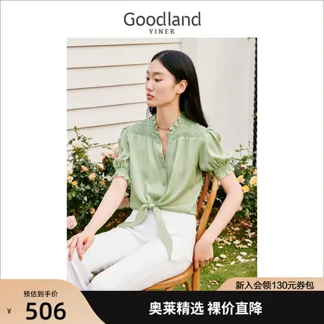 【真丝系列】音儿美地女装2023夏季新款法式系带衬衫桑蚕丝上衣图片