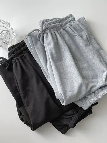 阔腿裤女2023年新款春秋垂感宽松哈伦裤子夏季休闲黑色束脚运动裤图片