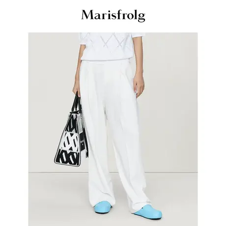 【日本进口面料】玛丝菲尔2023春季新款白色茧型醋酸显瘦西装裤商品大图