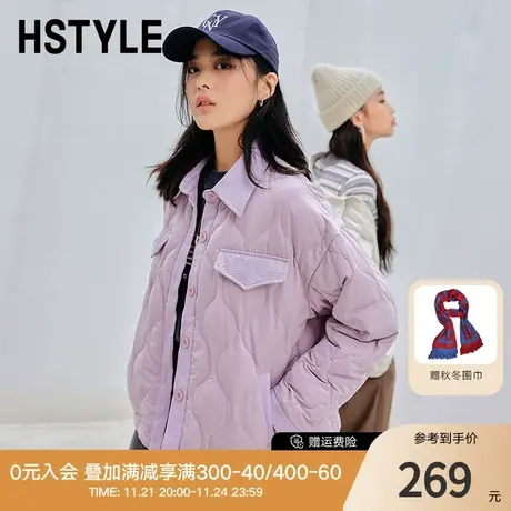 韩都衣舍冬装小个子棉袄日系短款衬衫式轻薄羽绒服OM81792商品大图