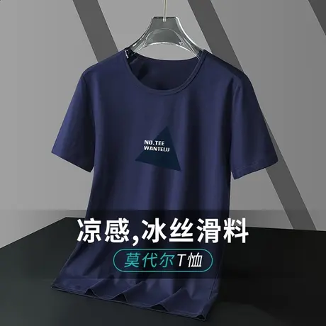 莫代尔男士短袖t恤潮牌夏季冰丝速干凉感半袖圆领上衣服潮流体恤商品大图