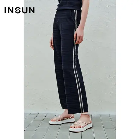 INSUN恩裳奥莱2023夏季休闲肌理感冰丝休闲裤图片