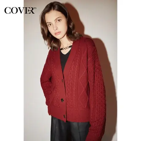 COVER冬季复古扭绳银豆纱针织衫开衫图片