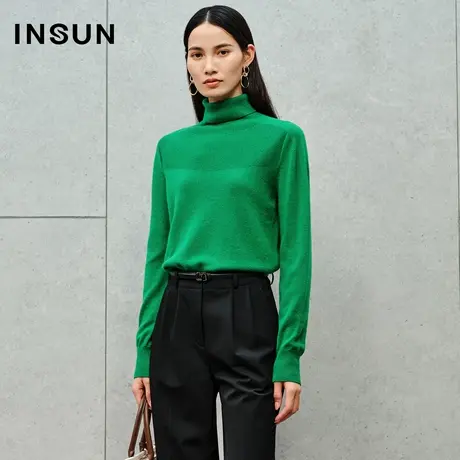 INSUN恩裳线上专选秋季高领无缝一体美拉德针织衫商品大图
