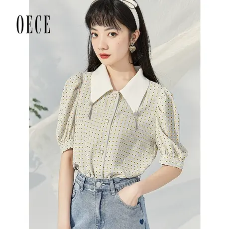 Oece设计感碎花衬衫年夏季新款女装气质短袖法式衬衫春夏上衣商品大图