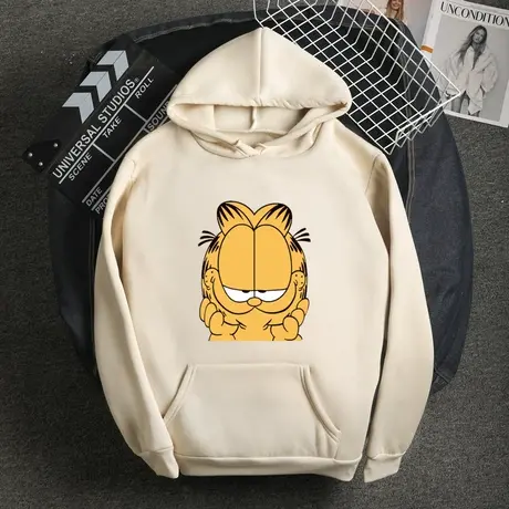 ins潮cec超火上衣宽松学院风卡通oversize加绒加厚连帽卫衣女外套图片