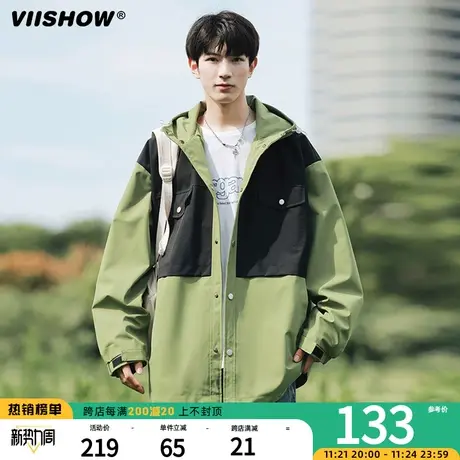 VIISHOW山系户外工装连帽撞色夹克衫ins运动休闲春秋季帅气外套图片