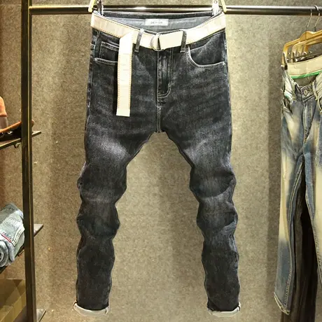 秋冬款男士百搭休闲牛仔裤修身小脚弹力裤子高端水洗潮牌帅气男裤商品大图