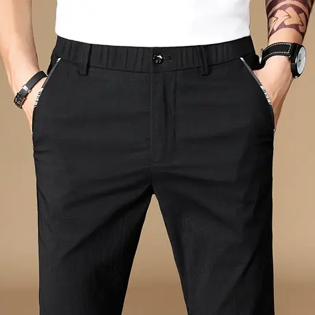 男裤子中年爸爸夏季超薄款中老年人男士冰丝休闲长裤宽松西裤秋季图片