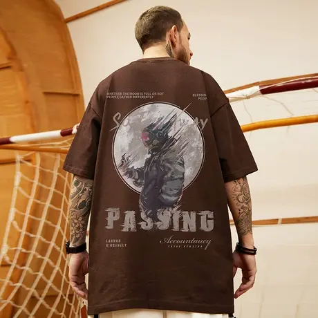 国潮嘻哈潮牌宇航员nasa联名短袖t恤男潮流宽松大码半袖体恤夏装商品大图