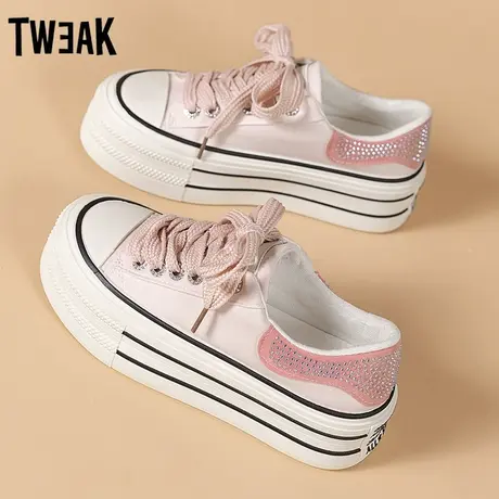 TWEAK厚底帆布鞋女2023新款休闲鞋松糕女鞋子夏季增高百搭小白鞋图片