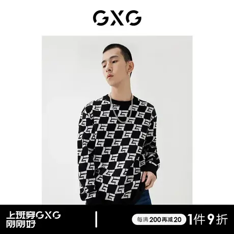 GXG男装商场同款圆领线衫 22年春季新品 趣味谈格系列商品大图