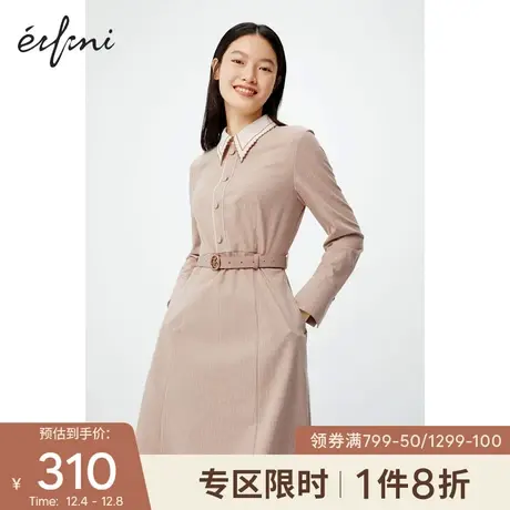 【商场同款】伊芙丽2020新款冬装韩版长袖A字裙女连衣裙1BA493791图片