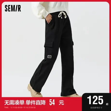 森马休闲裤女黑色工装裤潮酷高街春季盐系酷飒风长裤女生炸街潮流商品大图