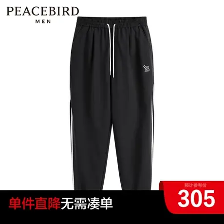 太平鸟男装奥莱  春季新款男士刺绣运动休闲裤商品大图