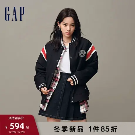 【欧阳娜娜同款】Gap男女装春秋LOGO宽松夹克高级情侣外套840918图片