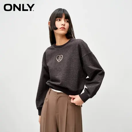 ONLY奥莱夏季时尚休闲螺纹拼接落肩短款圆领卫衣女商品大图