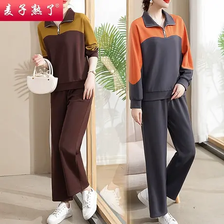 妈妈春季套装新款休闲运动服时尚两件套阔太太卫衣裤子中老年女装商品大图