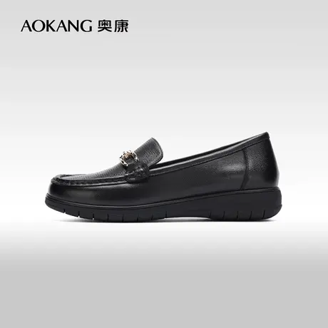【门店发货】奥康女鞋 2024春季新款经典百搭低跟乐福鞋小皮鞋商品大图