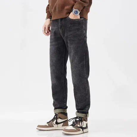 牛仔裤子百搭宽松男款牛仔裤秋冬款微哈小脚休闲牛仔裤休闲男长裤商品大图