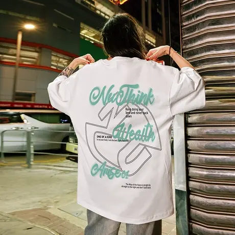 Nuthink美式潮牌直喷字母T恤男潮高街宽松短袖大码情侣半袖上衣商品大图