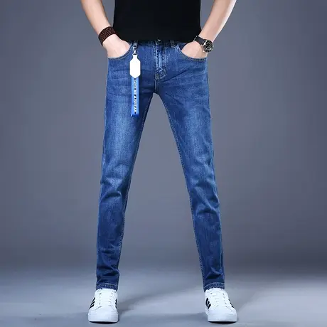 男士高端蓝色牛仔裤男秋款男款2023年新款弹力修身小脚休闲裤子男图片