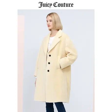 Juicy Couture橘滋时尚毛呢大衣女V领中长款显瘦羊毛外套商品大图