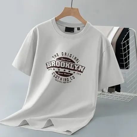 250g重磅美式纯棉t恤男短袖夏季半袖潮流印花全棉体恤宽松上衣服商品大图