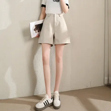 时尚气质显瘦短款2023年夏季新款女士简约百搭通勤阔腿裤子商品大图