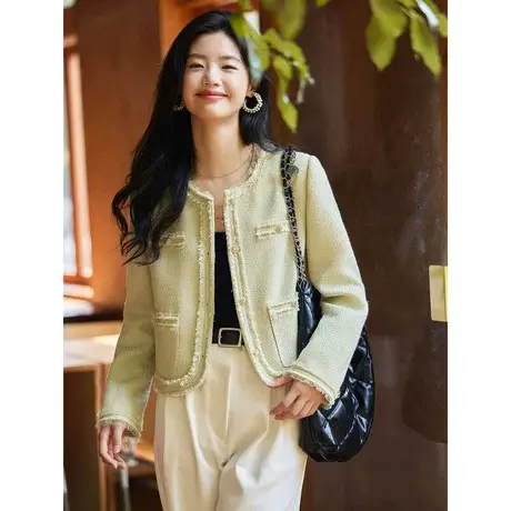 时尚气质小香风短外套2023年秋季新款淑女温柔宽松显瘦通勤上衣商品大图