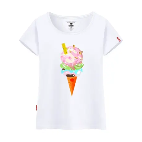Ohlyah品牌韩版短袖t恤女装雪糕个性潮印花圆领上衣大码学生闺蜜图片
