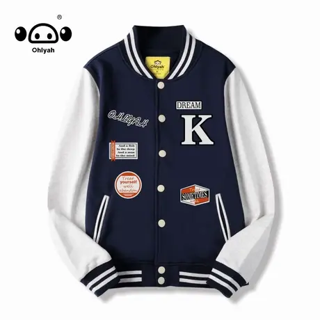 Ohlyah美式潮牌纯棉棒球服女春秋2023新款vintage学生外套宽松ins商品大图