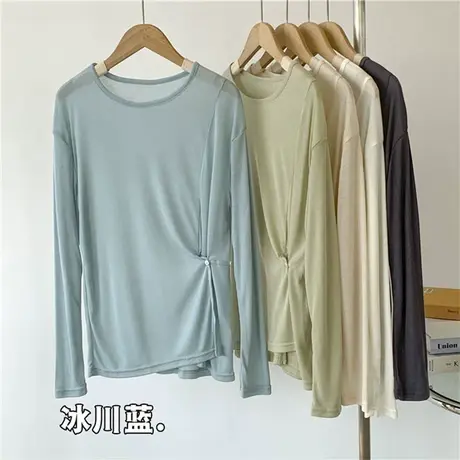 天丝棉薄款长袖斜纽扣防晒衣女宽松休闲慵懒风舞蹈服罩衫上衣女夏图片