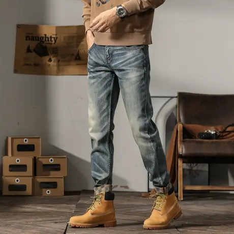 Modi Nick/摩帝尼克男士宽松潮牌百搭直筒牛仔裤修身弹力潮流长裤商品大图