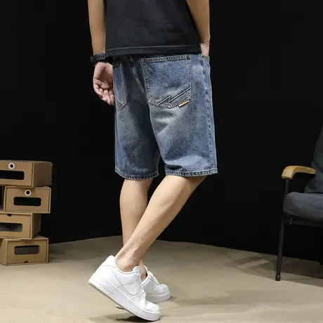 牛仔短裤男夏季2023新款宽松大码潮牌夏天男款5分裤子男士五分裤商品大图