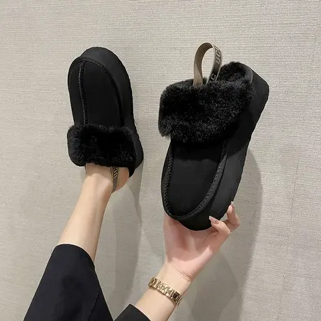 包头秋冬增高雪地鞋毛毛拖鞋女外穿毛拖鞋女2023新款毛绒厚底冬季商品大图