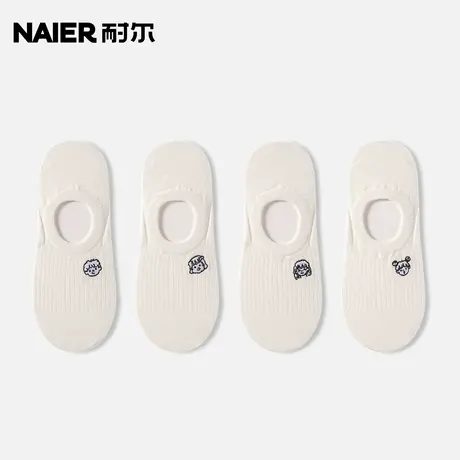 耐尔白色袜子女春季薄款纯色透气不掉跟短袜日系可爱卡通浅口棉袜图片