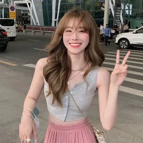 韩版ins无袖修身外穿短款小吊带上衣女夏季法式内搭打底灰色背心商品大图