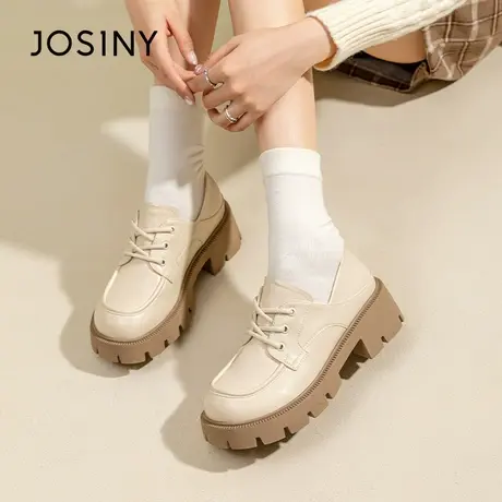 Josiny/卓诗尼小皮鞋2023秋季新款英伦风厚底乐福鞋休闲增高单鞋商品大图