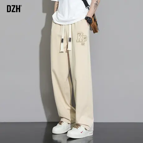男士卡其色卫裤男春秋款潮牌休闲裤子男款2024新款运动裤直筒百搭商品大图