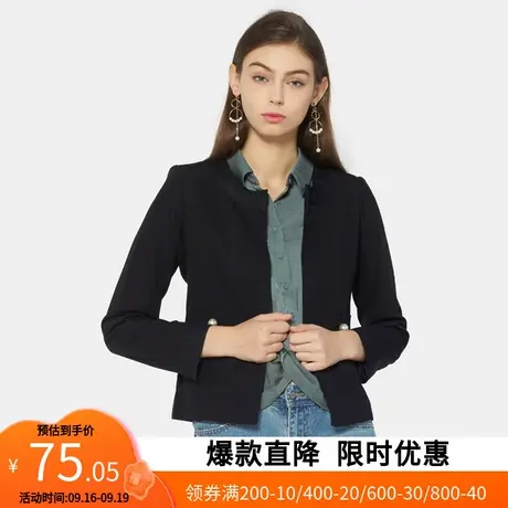 【断码S】艾格春秋新款休闲百搭个性潮流修身显瘦纯色短外套W206图片
