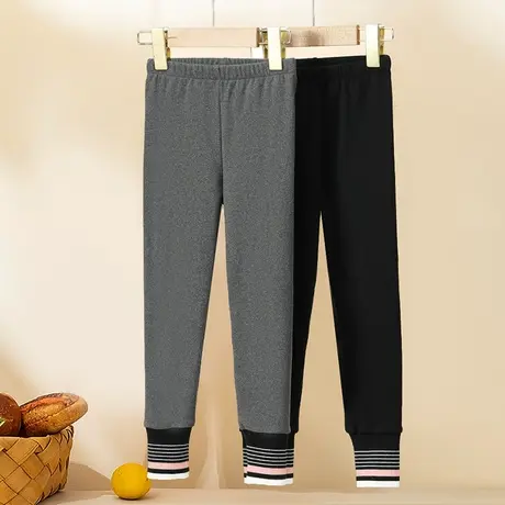 儿童打底裤加绒款九分裤冬季女童条纹小女孩外穿加厚秋冬保暖棉袜图片
