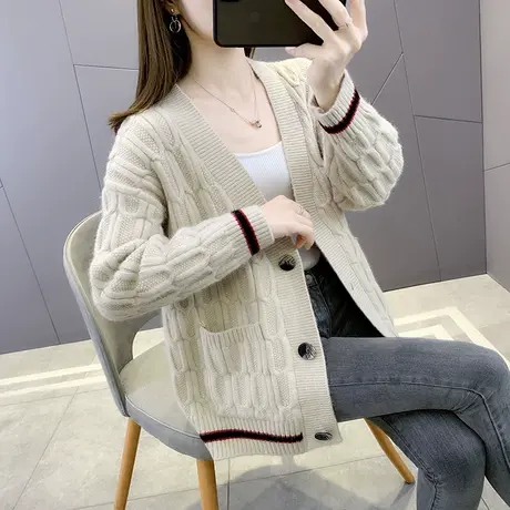 早秋季女士毛衣外套2022年新款洋气针织开衫上衣女外搭春秋装百搭图片