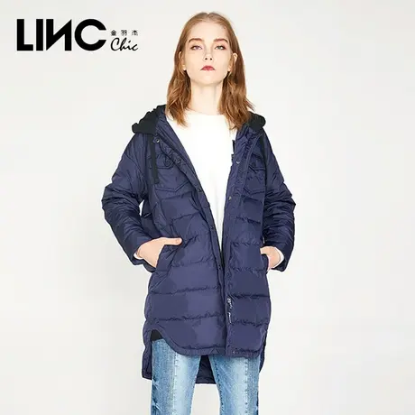 断码清仓LINC金羽杰羽绒服女2023冬新款反季连帽中长款羽绒服女款商品大图