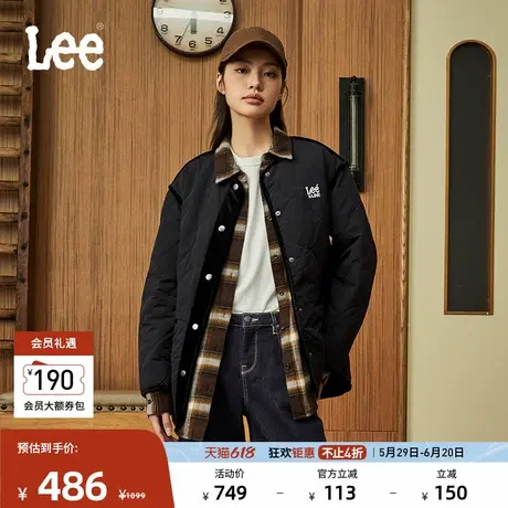Lee舒适版圆领丝绒滚边黑色女羽绒夹克休闲潮LWT008952205图片